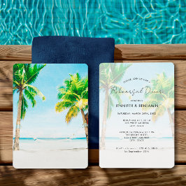 Convites Jantar de Ensaios na Praia com Palmeira Retro Dest