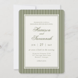 Convites Jantar de Ensaios Olive Martini Listrado Old Money