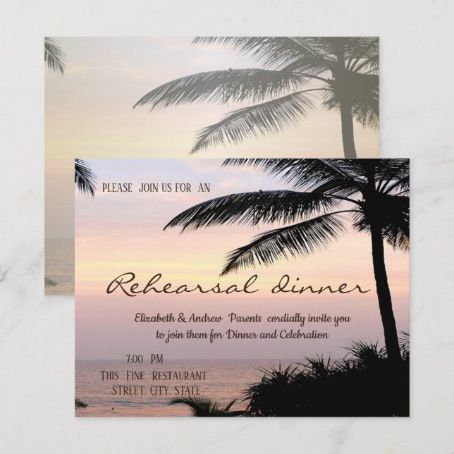 Convites Jantar de Ensaios Palms Sunset Beach (Frente/Verso)
