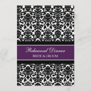 Convites Jantar de Ensaios Plum Black Damask