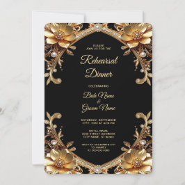 Convites Jantar de Ensaios Quadro de Ouro Elegante