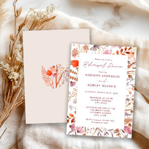 Convites Jantar de Ensaios Rustic Boho Chic Bege Flores Sil