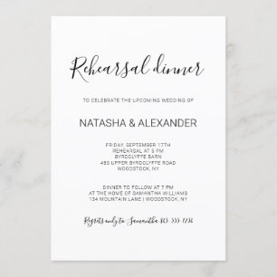 Convites Jantar de Ensaios Rústico Natasha Caligrafia Preta