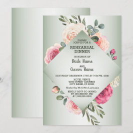 Convites Jantar de Ensaios Rústico Verde Floral Rosa de Cas