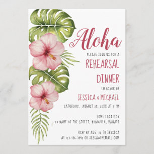 Convites Jantar de Ensaios Tropicais Aguarela Floral Aloha