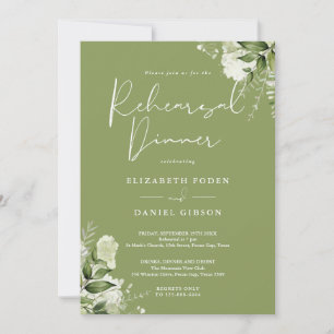 Convites Jantar de Ensaios Verde Musgo Floral Verdejante
