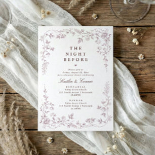 Convites Jantar de Ensaios Vintage Dusty Pink Floral Francê