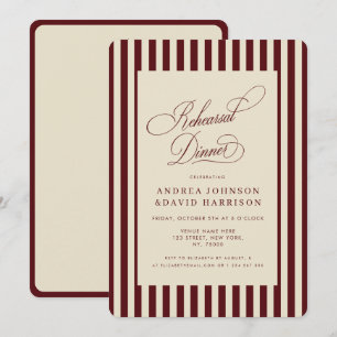 Convites Jantar de Ensaios Vintage Ivory & Burgundy Listras