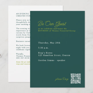 Convites Jantar de festa de aposentadoria com QR code