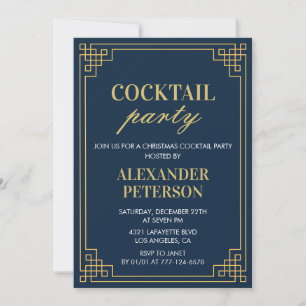 Convites Jantar de Festa de Natal com Coquetel Navy Gold