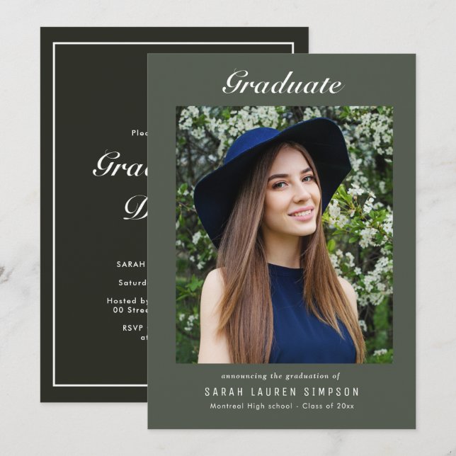 Convites Jantar de formatura moderno com foto simples (Frente/Verso)