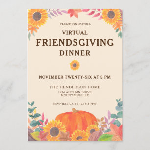 Convites Jantar de Friendsgiving de Abóboras Virtuais com G