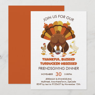 Convites Jantar de FRIENDSGIVING de Turducken Engraçado