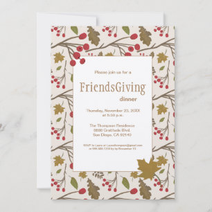 Convites Jantar de FriendsGiving Dia de Ação de Graças dos 