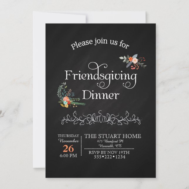 Convites Jantar de Friendsgiving em estilo country chic com (Frente)