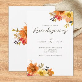 Convites Jantar de Friendsgiving Floral Rústico 