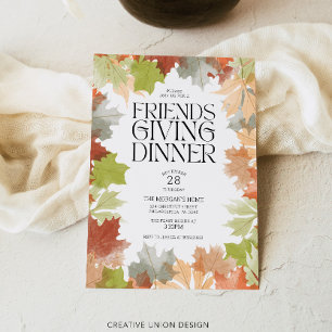 Convites Jantar de Friendsgiving Folhas de Outono Jantar Rú