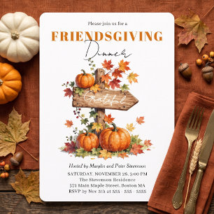Convites Jantar de Friendsgiving Sinal Rústico Aquarela