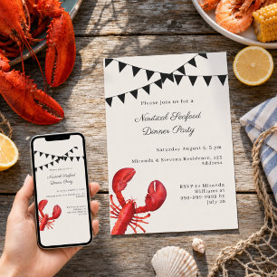 Convites Jantar de Frutos do Mar Festa Náutica de Verão
