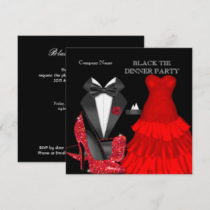 Convites Jantar de Gala Corporativo Preto Vermelho