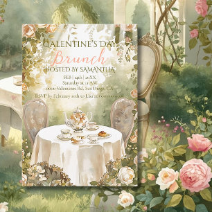 Convites Jantar de Galentine com Chá no Jardim Ensolarado F