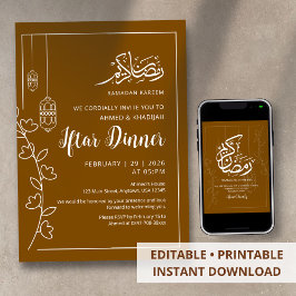 Convites Jantar de Iftar da Linha Branca Moderna do Ramadão