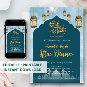 Convites Jantar de Iftar da Mesquita Azul Moderna e Lantern