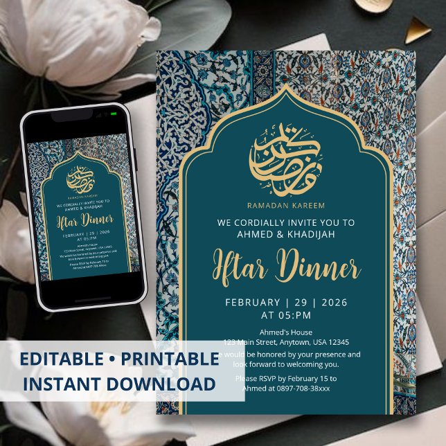 Convites Jantar de Iftar de Mosaico Turco Tradicional no Ra (Criador carregado)