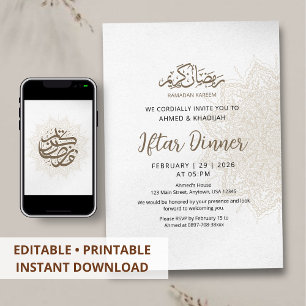 Convites Jantar de Iftar de Ramadão em papel Mandala Vintag