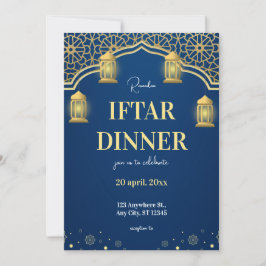 Convites Jantar de Iftar do Ramadão Blue Gold