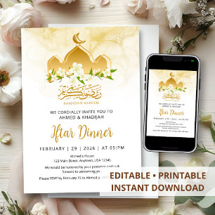 Convites Jantar de Iftar Floral do Ramadan da Mesquita de O