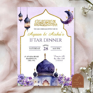 Convites Jantar de Iftar Floral Roxo Islã Eid