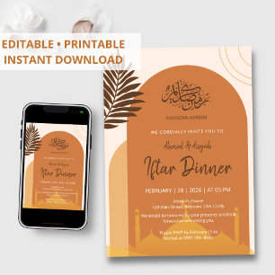 Convites Jantar de Iftar Minimalista Mesquita Boho Terracot