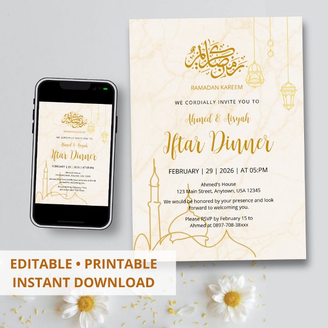 Convites Jantar de Iftar no Ramadan com Mesquita de Ouro em (Criador carregado)