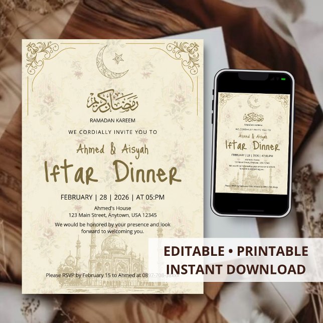 Convites Jantar de Iftar Ramadan Kareem da Mesquita em Ouro (Criador carregado)