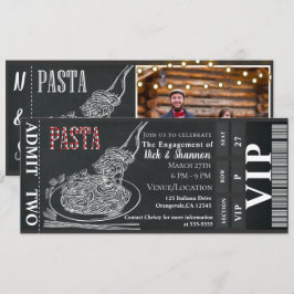 Convites Jantar de Macarrão Noivado Giz Foto Bilhete do Jan