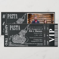 Jantar de Macarrão Noivado Giz Foto Bilhete do Jan