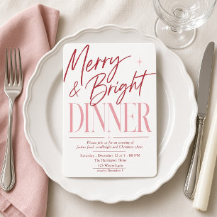 Convites Jantar de Natal Alegre e Brilhante Rosa Borgonha