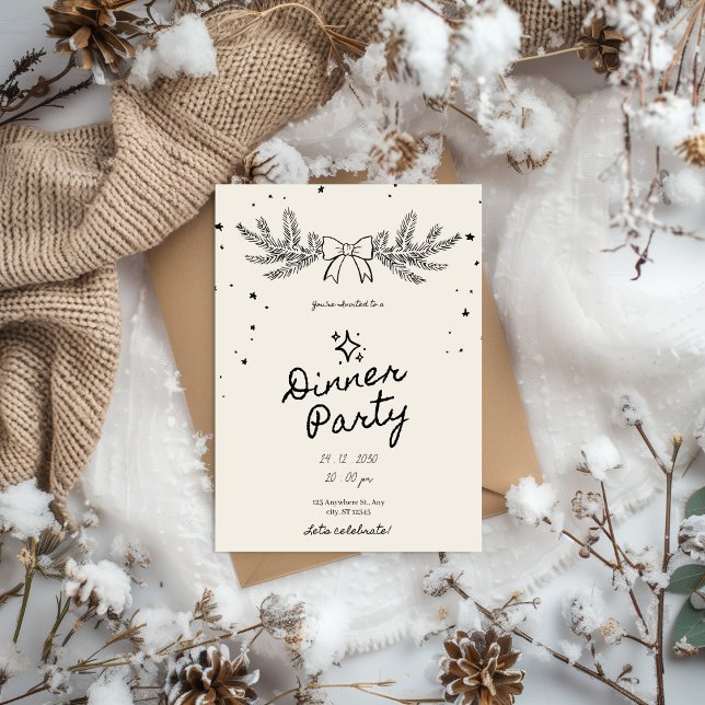 Convites Jantar de Natal com Botânica de Inverno (Criador carregado)