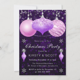 Convites Jantar de Natal com Enfeites Rosa e Roxo