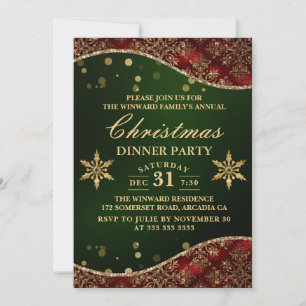 Convites Jantar de Natal com Ondas de Veludo Ornamentadas V