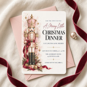 Convites Jantar de Natal com quebra-nozes rosa