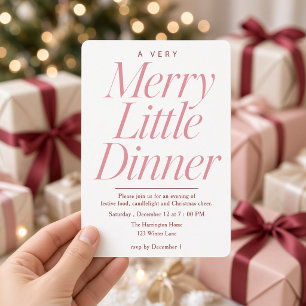 Convites Jantar de Natal Cor-de-Rosa Alegre