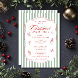 Convites Jantar de Natal Corporativo Vermelho Verde Salvia