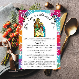 Convites Jantar de Natal Cristão Glória a Deus Espanhol