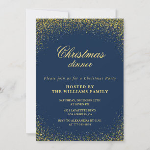 Convites Jantar de Natal Elegante Dourado Naval Glam