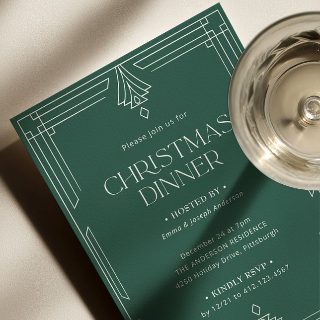 Convites Jantar de Natal Elegante | Férias Verdes (Criador carregado)