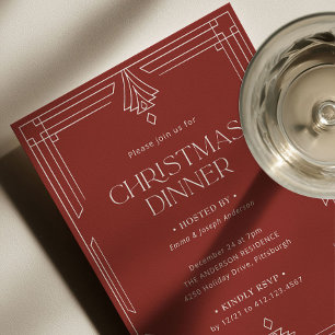 Convites Jantar de Natal Elegante Férias Vermelhas
