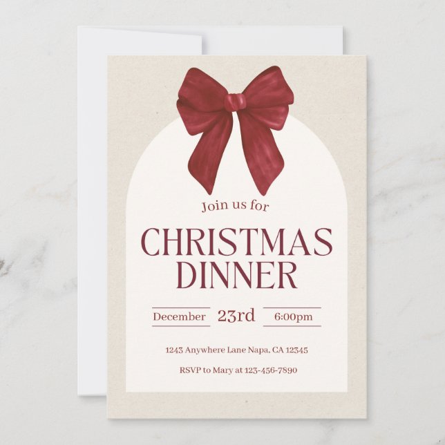 Convites Jantar de Natal Personalizado Elegante Feriado (Frente)