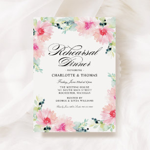 Convites Jantar de Noivado com Florais Watercolor Vintage B